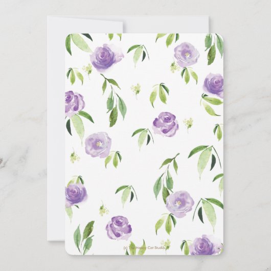 Panda Paars Floral Virtueel Baby shower per post Kaart (Achterkant)