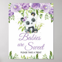 Panda Paarse Bloemen Greenery Bamboo Traktatie Fav