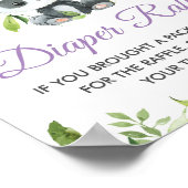Panda Paarse Bloemen Groen Bamboe Luier Raffle Poster (Hoek)