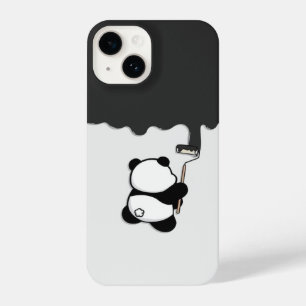 Panda Paint Drip – Artistieke minimalistische tele iPhone 14 Hoesje