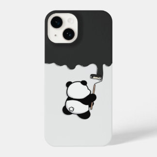 Panda Paint Drip – Artistieke minimalistische tele iPhone 14 Hoesje