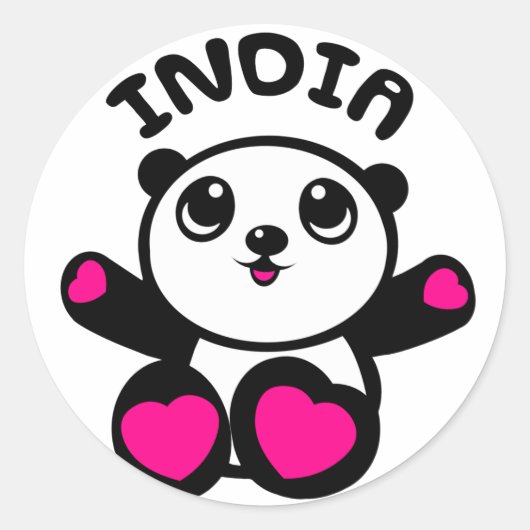 Panda Panda India Ronde Sticker (Voorkant)
