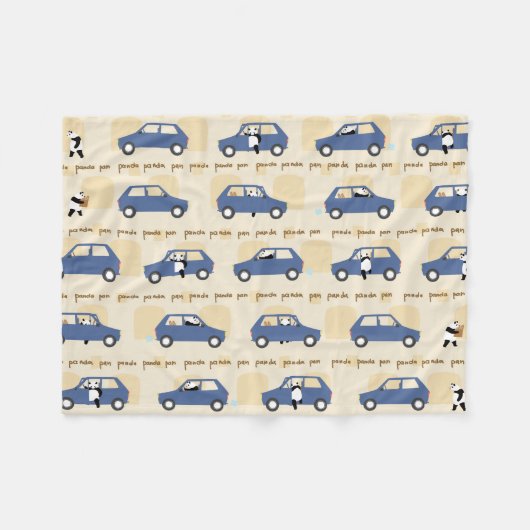 Panda Panda Pan blue beige Fleece Deken (Voorkant (Horizontaal))