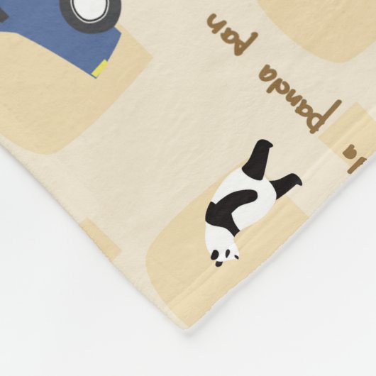 Panda Panda Pan blue beige Fleece Deken (Hoek)