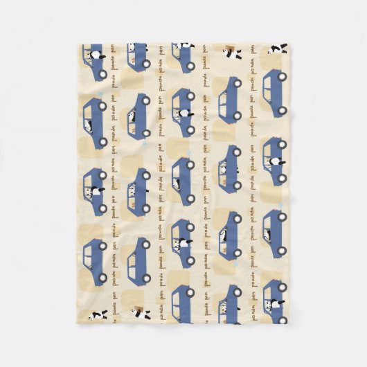 Panda Panda Pan blue beige Fleece Deken (Voorkant)