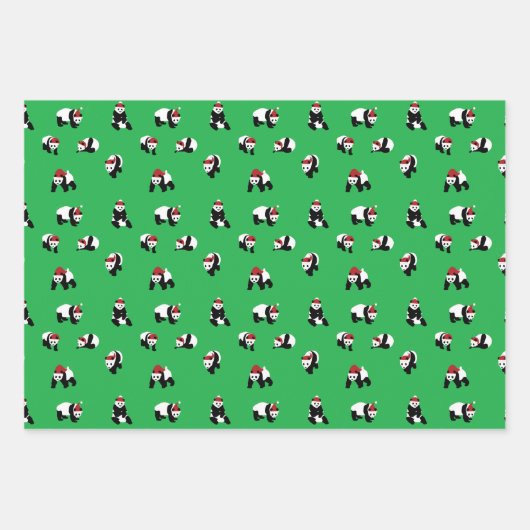 Panda Panda Panda Santa Claus Beer Inpakpapier Vel (Voorkant 3)