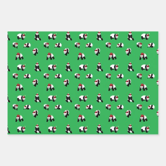 Panda Panda Panda Santa Claus Beer Inpakpapier Vel (Voorkant 2)