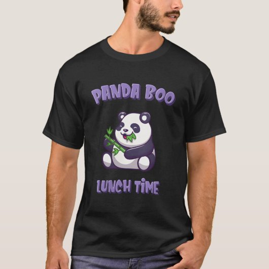 Panda Pandaboo Eating Bamboo Grass Lunchtime T-shirt (Voorkant)