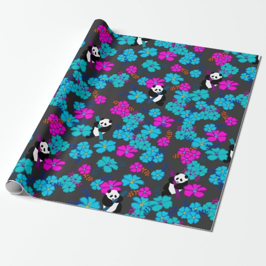 Panda Paradise Bloom Cadeaupapier (Uitgerold)