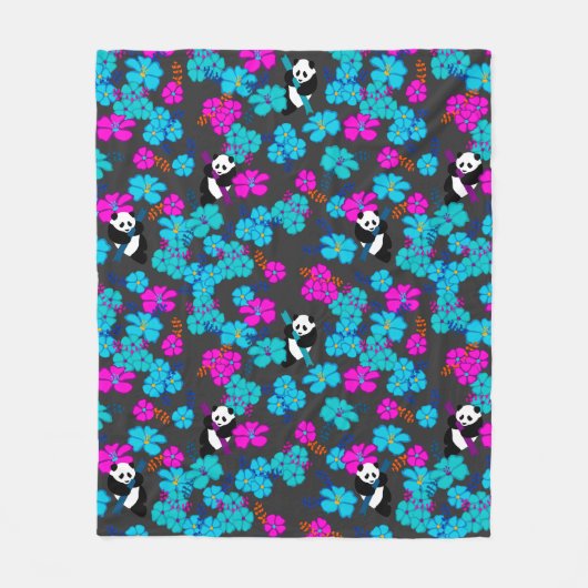 Panda Paradise Bloom Fleece Deken (Voorkant)