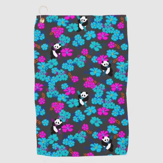 Panda Paradise Bloom Golfhanddoek (Voorkant)