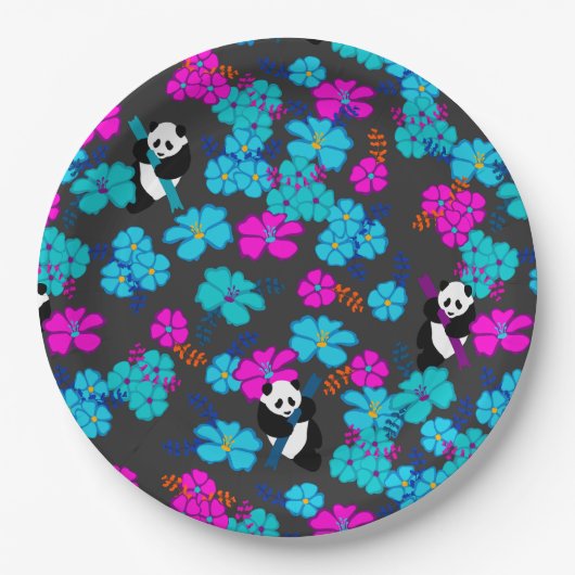 Panda Paradise Bloom Papieren Bordje (Voorkant)
