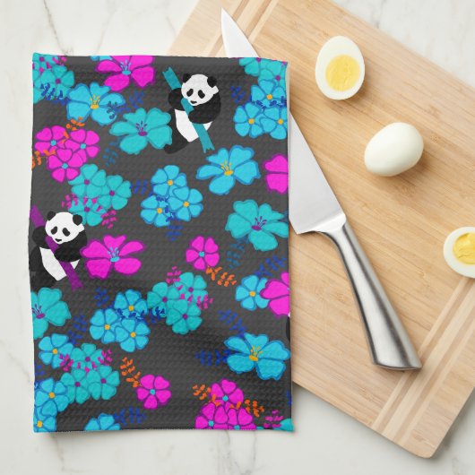 Panda Paradise Bloom Theedoek (Quarter Fold)