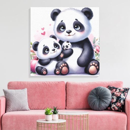 Panda Parenthood Canvas Afdruk (Insitu (Woonkamer))