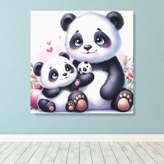 Panda Parenthood Canvas Afdruk (Insitu (Houten vloer))