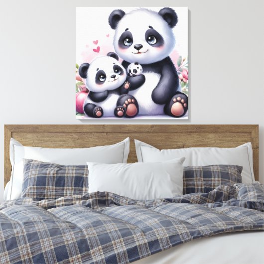 Panda Parenthood Canvas Afdruk (Insitu (Slaapkamer))