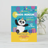 Panda Party Birthday Panda-monium Blauwgroen uitno Kaart (Staand voorkant)
