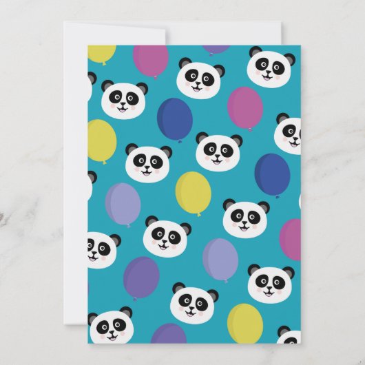 Panda Party Birthday Panda-monium Blauwgroen uitno Kaart (Achterkant)