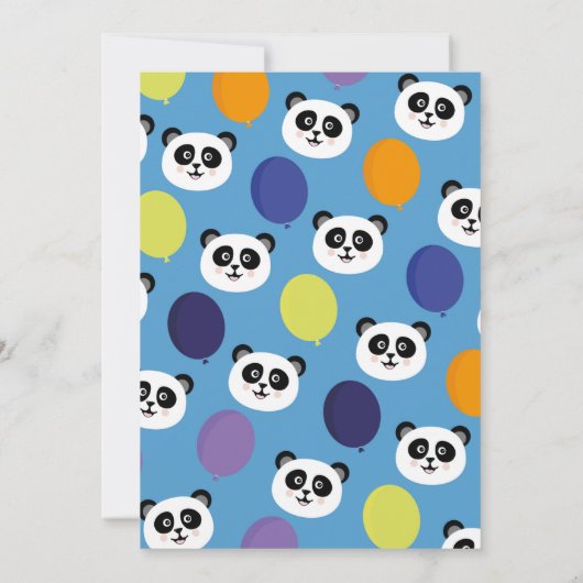 Panda Party Birthday Panda-monium Blue Kaart (Achterkant)