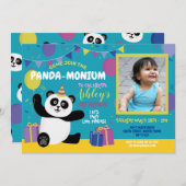 Panda Party Birthday Panda-monium Fotouitnodiging Kaart (Voorkant / Achterkant)
