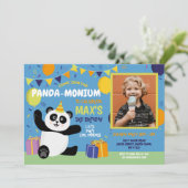 Panda Party Birthday Panda-monium Photo Boy Kaart (Staand voorkant)