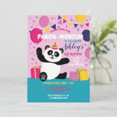 Panda Party Birthday Panda-monium Pink uitnodiging (Staand voorkant)