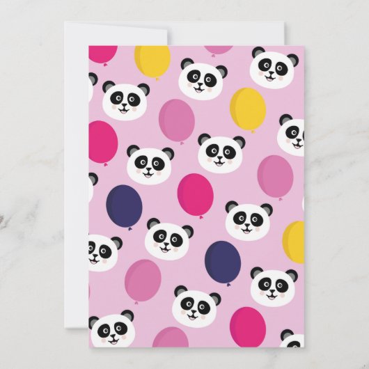Panda Party Birthday Panda-monium Pink uitnodiging (Achterkant)