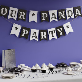 Panda Party Black and White Bunting Flags Vlaggetjes