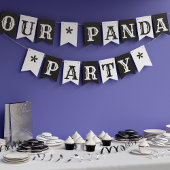 Panda Party Black and White Bunting Flags Vlaggetjes