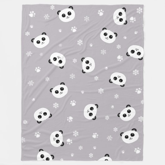 Panda Party Blanekt | Grijze Panda | Cute Lg Fleec Fleece Deken (Voorkant)