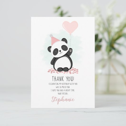 Panda Party Dank u Kaart (Staand voorkant)