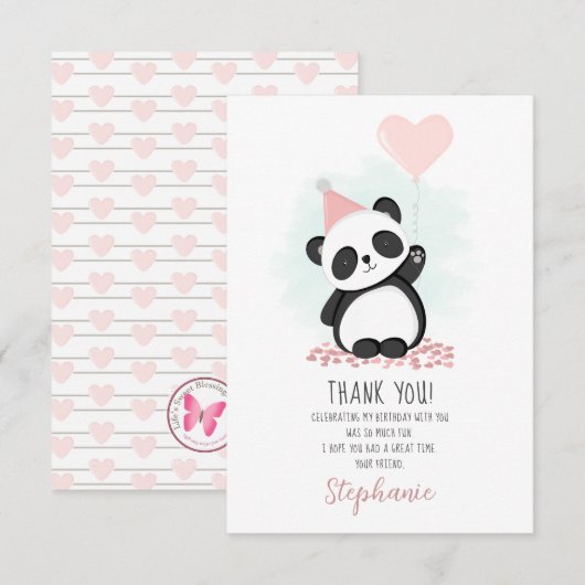 Panda Party Dank u Kaart (Voorkant / Achterkant)