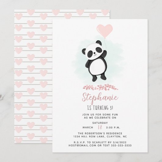 Panda Party Kaart (Voorkant / Achterkant)