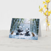 Panda Party Kaart (Gele Bloem)