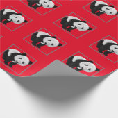 Panda Patroon - Achtergrondkleur veranderbaar   Cadeaupapier (Hoek)