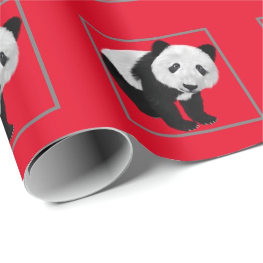 Panda Patroon - Achtergrondkleur veranderbaar   Cadeaupapier (Rol Hoek)