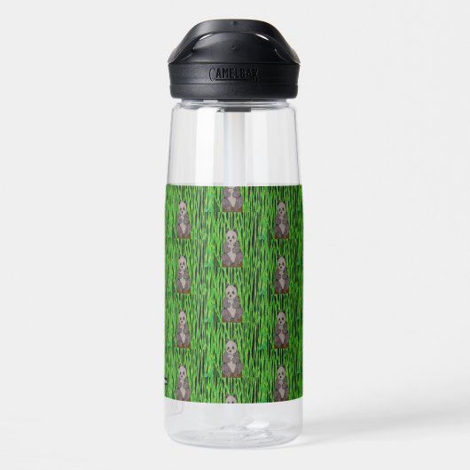 Panda (patroon) - Waterfles (Achterkant)