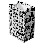 Panda patroon White BG Medium Cadeauzakje (Voorkant Gekanteld)