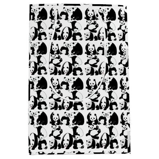 Panda patroon White BG Medium Cadeauzakje (Voorkant)