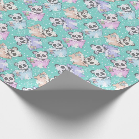 Panda Patroonpapier Cadeaupapier (Hoek)