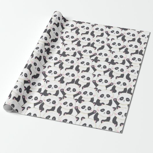 Panda Patroonpapier Cadeaupapier (Uitgerold)