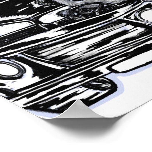 Panda patrouillewagen zwarte en witte tekening poster (Hoek)