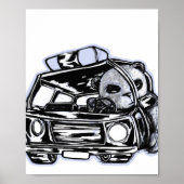 Panda patrouillewagen zwarte en witte tekening poster (Voorkant)