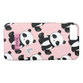 Panda Pattern Girly Pink Custom Name Case-Mate iPhone Case (Achterkant (Horizontaal))