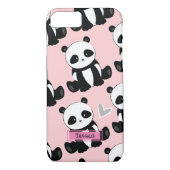 Panda Pattern Girly Pink Custom Name Case-Mate iPhone Case (Achterkant)