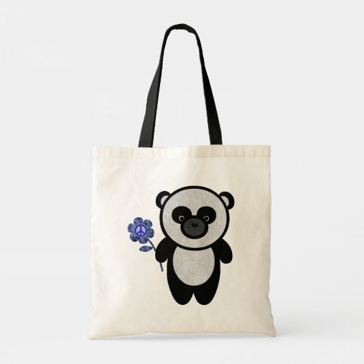 Panda Peace Flower Canvas tas (Achterkant)