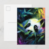 Panda Peeking Bamboe Waterverf Aankondigingskaart (Voorkant / Achterkant)