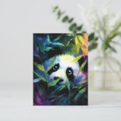 Panda Peeking Bamboe Waterverf Aankondigingskaart (Staand voorkant)