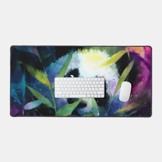 Panda Peeking Bamboe Waterverf Bureaumat (Keyboard & Muis)