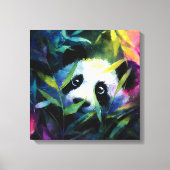 Panda Peeking Bamboe Waterverf Canvas Afdruk (Voorkant)